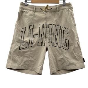 Li-Ning Chinatown Cordura Khaki Beige Reflective ‎ Loose Fit Work Shorts Size M